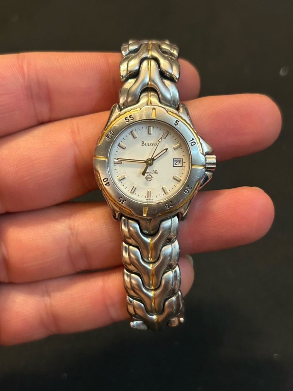 Vintage Bulova Women Marine Star Two-Tone Date Quarts Watch (Not Running)